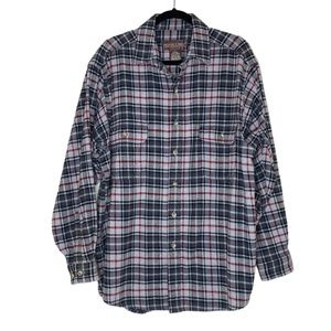 Moose Creek Legendary Outdoor Clothing Black/Gray/Red Plaid Flannel Shirt Sz L